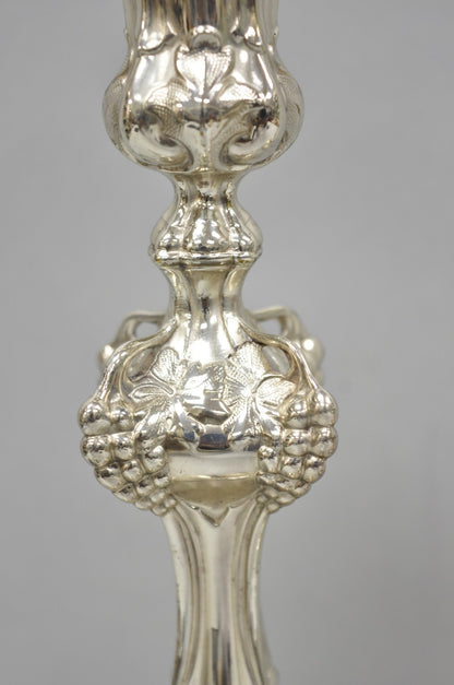 Antique Silver Plated Warsaw Imperial Russia 12" Candlestick Holders - a Pair