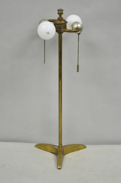 Vintage Gerald Thurston Stiffel Mid Century Modern Brass Tripod Table Lamp Pair