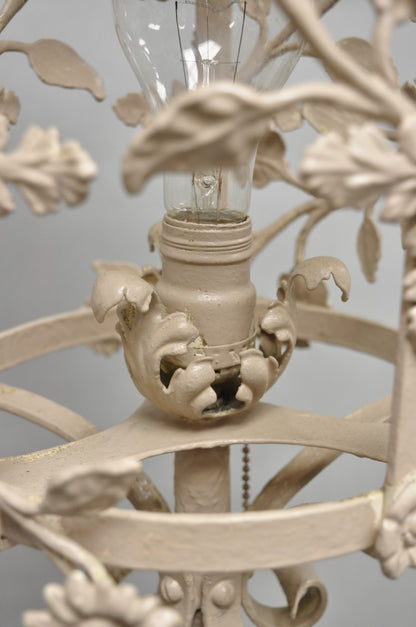 Antique French Renaissance Art Nouveau Iron Floral Lantern Pole Floor Lamp