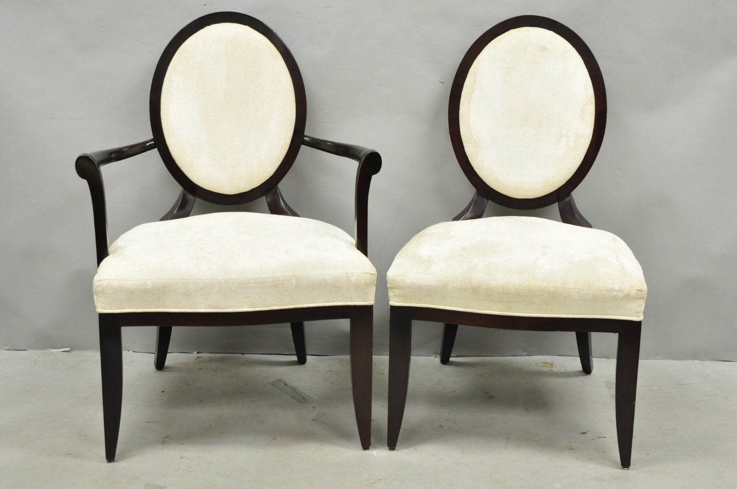 Barbara Barry for Baker Oval X-Back Mahogany Stain Dining Chairs - Set of 6