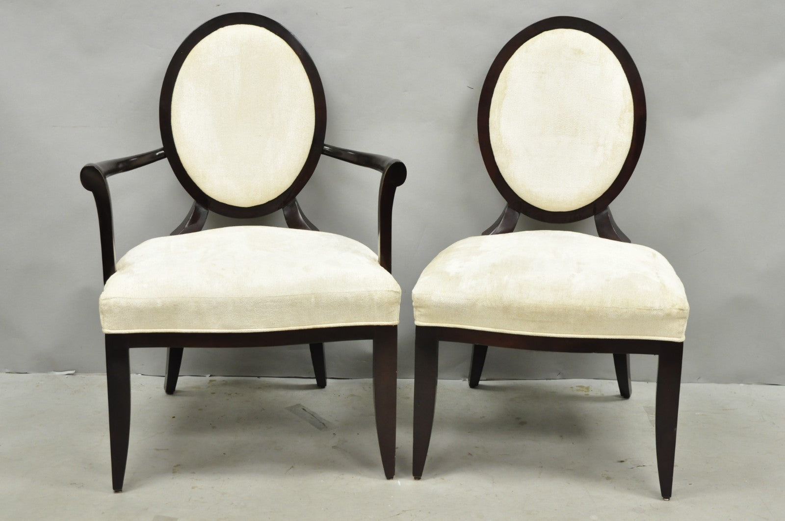 Barbara Barry for Baker Oval X-Back Mahogany Stain Dining Chairs - Set of 6