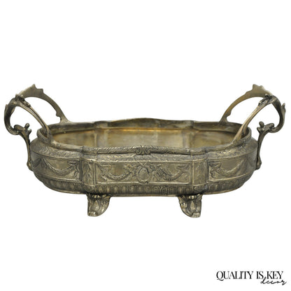Vintage French Louis XVI Baroque Style Bronze Planter Centerpiece Bowl Dish