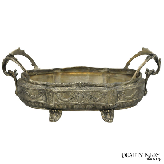 Vintage French Louis XVI Baroque Style Bronze Planter Centerpiece Bowl Dish
