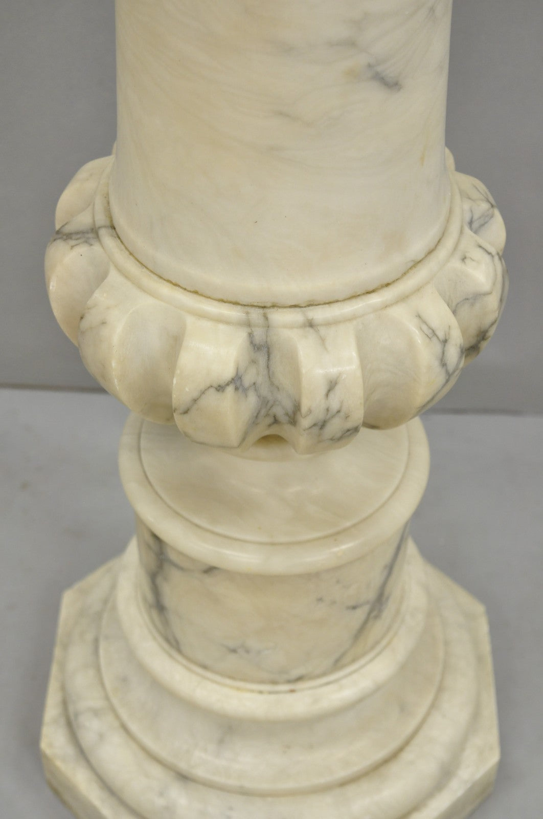 Antique Italian Classical Carved Marble Column Empire Pedestal Bust Stand