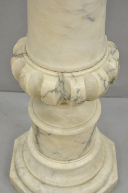 Antique Italian Classical Carved Marble Column Empire Pedestal Bust Stand