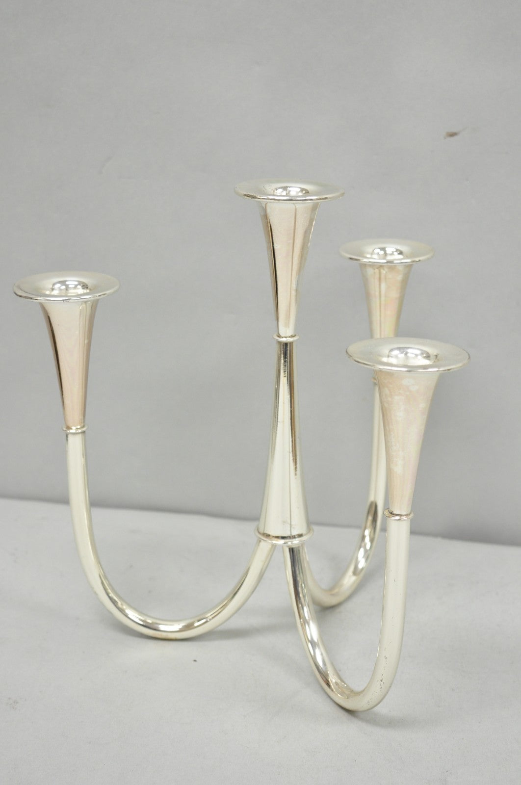 Vintage Wilhelm Wagenfeld for WMF Silver Plated Modern Candelabra Candle Holder