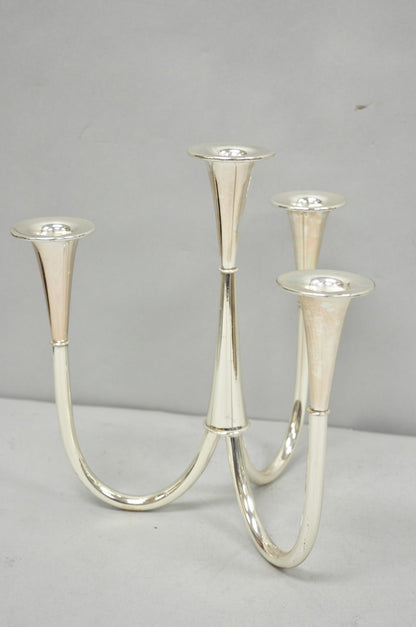 Vintage Wilhelm Wagenfeld for WMF Silver Plated Modern Candelabra Candle Holder