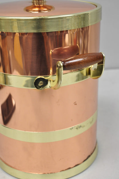 Vintage Kraftware NYC Mid Century Modern Copper And Brass Covered Bar Ice Bucket