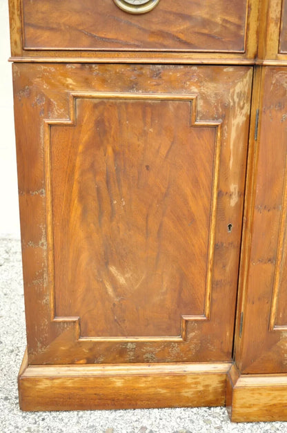 Vintage Beacon Hill Georgian Mahogany Breakfront China Cabinet Desk Bookcase