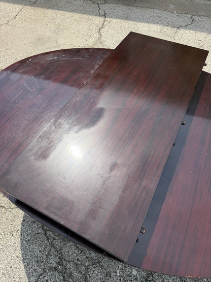 Baker Barbara Barry Art Deco Style Oval 2 Leaf Extension Mahogany Dining Table
