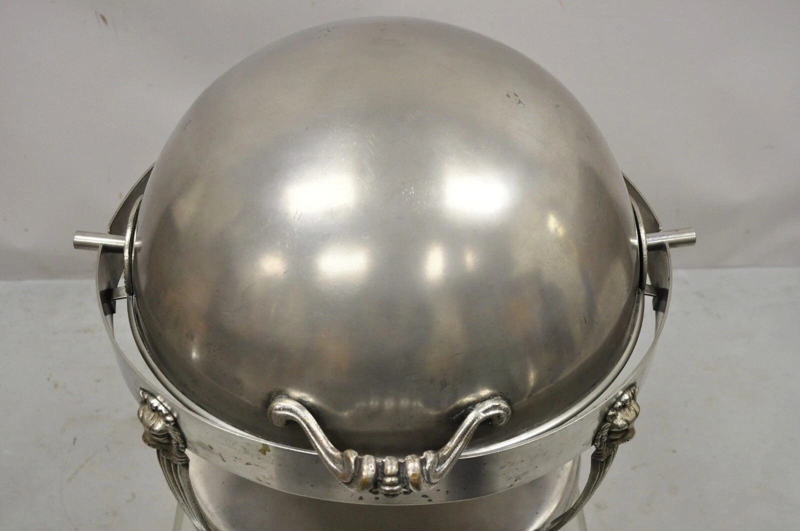 Vintage Regency Silver Plated Steel Round Catering Serving Chafing Dish w/ Lions