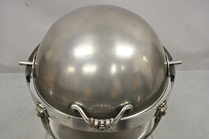Vintage Regency Silver Plated Steel Round Catering Serving Chafing Dish w/ Lions
