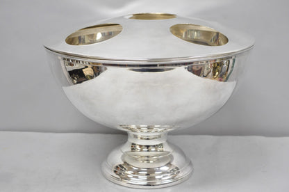Vintage Modern Pedestal Base Silver Plated 5 Bottle Champagne Chiller Ice Bucket
