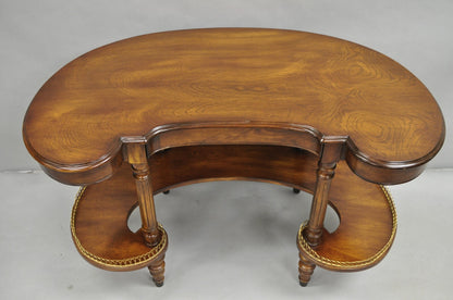 Vintage French Regency Cherry Wood "Kidney Bean" Desk Console Table w/ Drawer