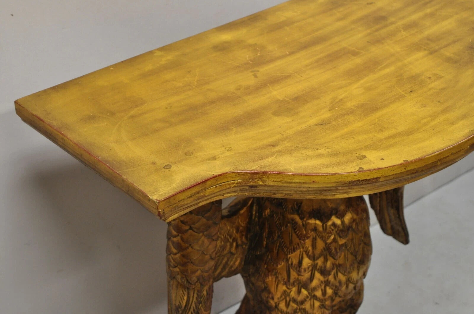 Vintage Neoclassical Style Gold Carved Wood American Eagle Console Hall Table