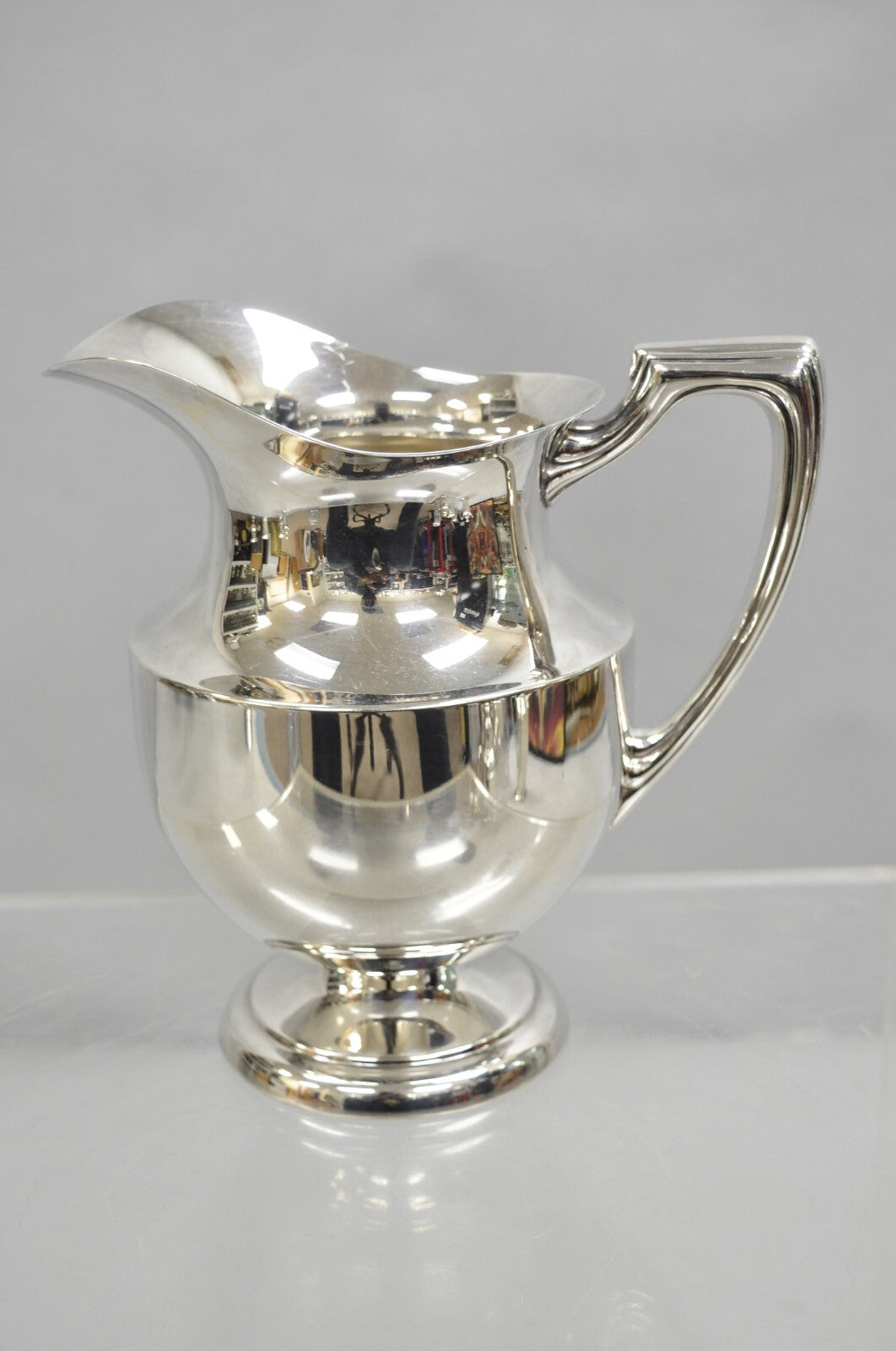 Vintage Crescent Victorian Silver Plated Bulbous Lemonade Water Pitcher Engraved