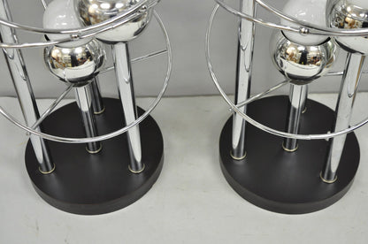 Vintage Mid Century Modern George Kovacs Spiral Chrome Ball Table Lamps - a Pair