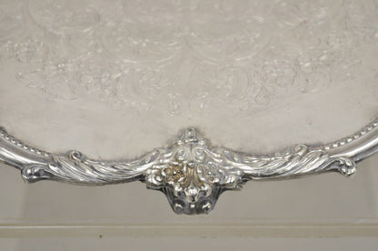 Vintage Victorian Silver Plated Round Scalloped Edge Dish Serving Platter Tray