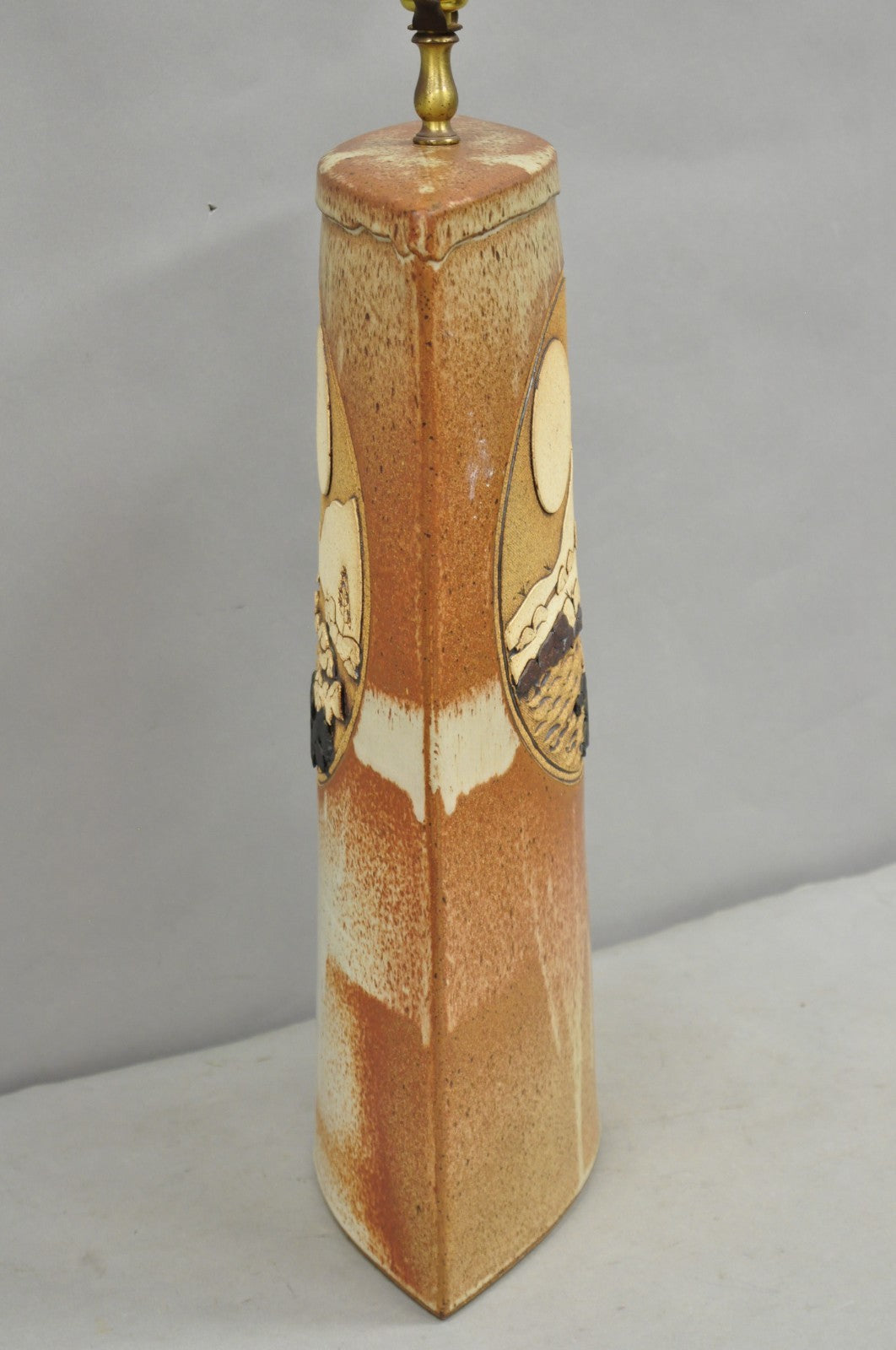 Vintage Rick Schlag Studio Orange Terracotta Pottery Southwestern Table Lamp