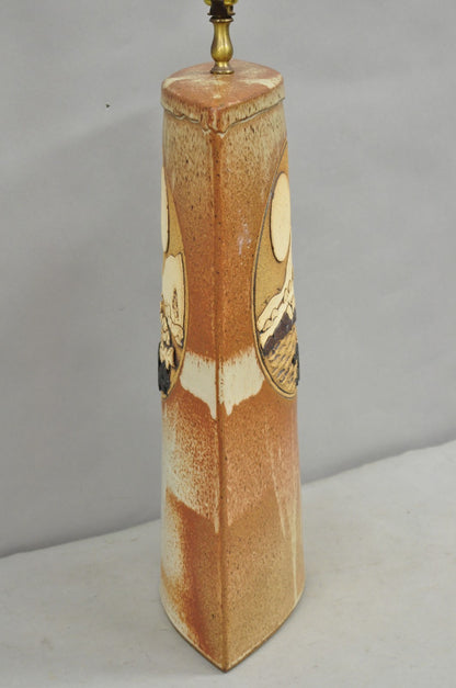 Vintage Rick Schlag Studio Orange Terracotta Pottery Southwestern Table Lamp