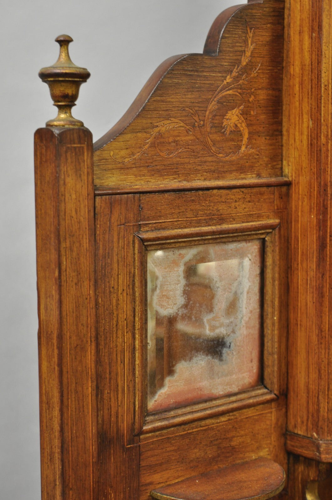 Antique French Victorian Inlaid Mahogany Corner China Cabinet Display Curio