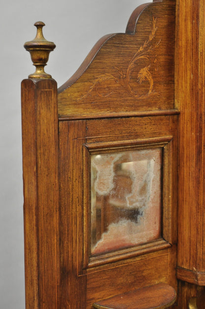 Antique French Victorian Inlaid Mahogany Corner China Cabinet Display Curio