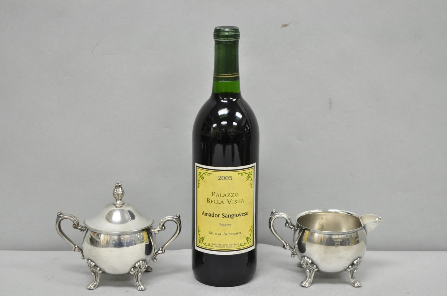 Vintage Sheridan Victorian Silver Plated Footed Lidded Sugar Bowl & Creamer Set
