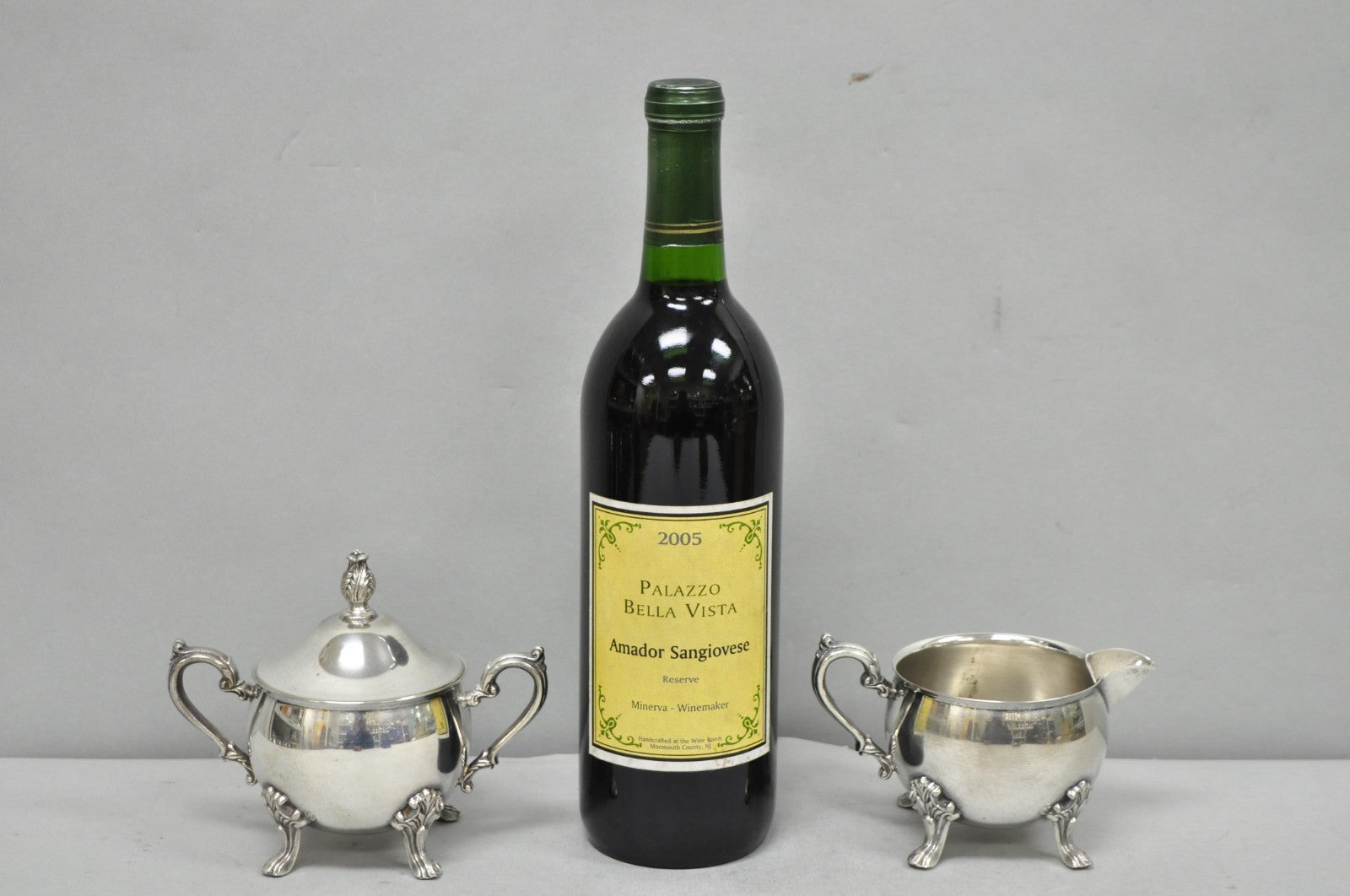 Vintage Sheridan Victorian Silver Plated Footed Lidded Sugar Bowl & Creamer Set