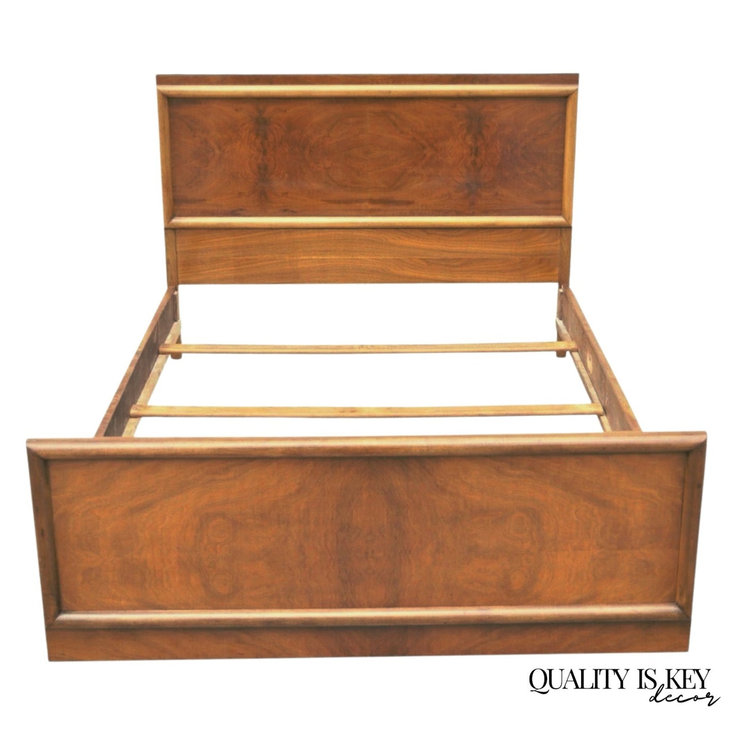 Vintage Mid Century Modern Art Deco Walnut Full Size Bed Frame by Joerns Bros