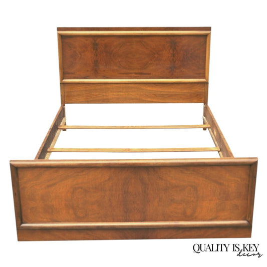 Vintage Mid Century Modern Art Deco Walnut Full Size Bed Frame by Joerns Bros