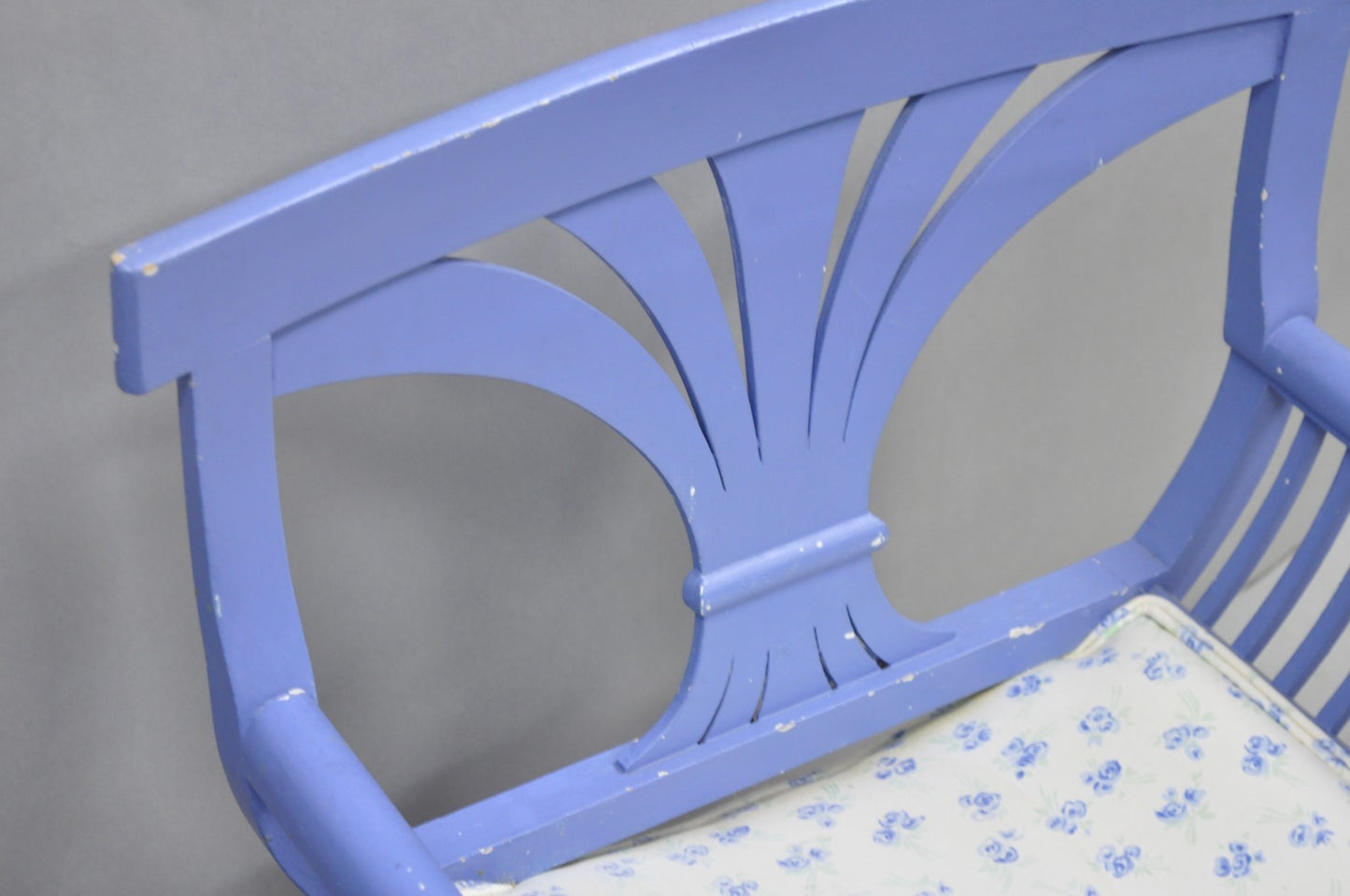 Vintage Hollywood Regency Italian Style Blue Curule X-Frame Arm Chair - a Pair