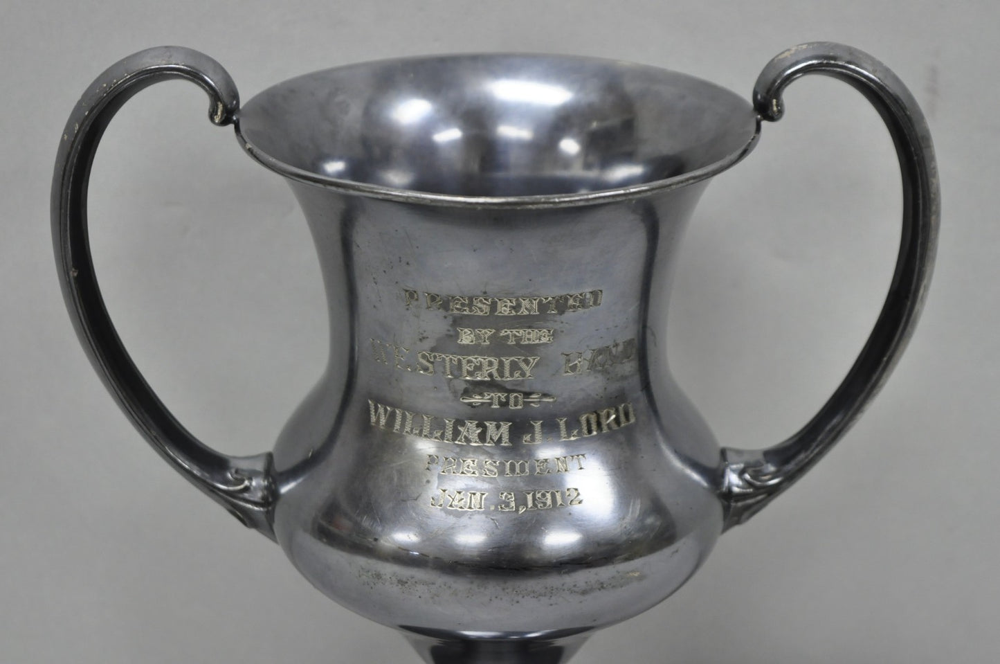 Antique Victorian Silver Plated Trophy Loving Cup Award "Westerly Band, 1912"