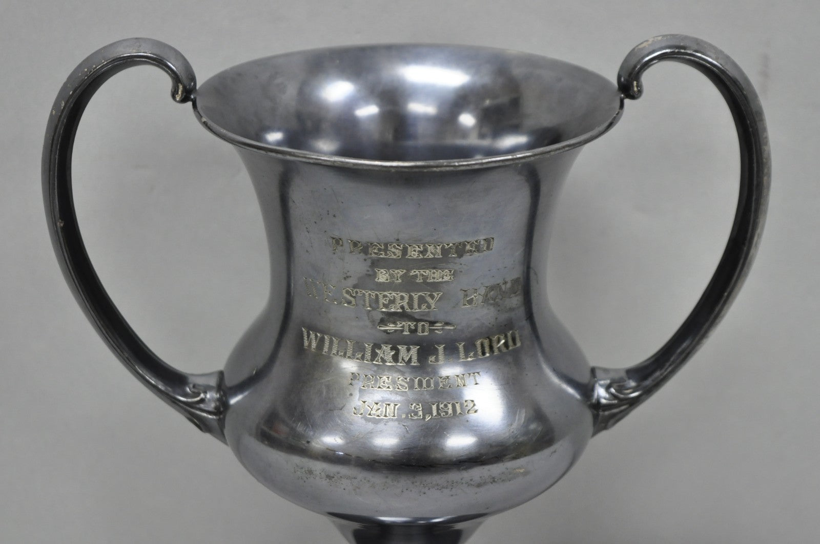 Antique Victorian Silver Plated Trophy Loving Cup Award "Westerly Band, 1912"