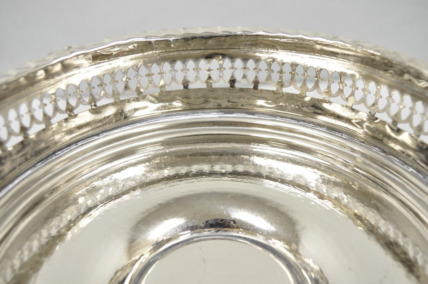 Vintage Hollywood Regency Style Silver Plated "Crown" Pedestal Candy Dish Bowl