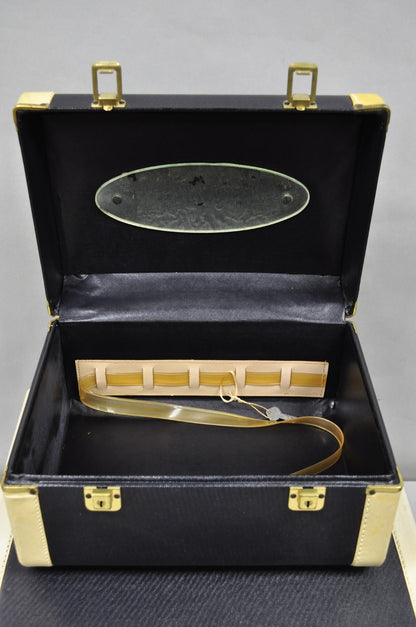 Vintage Art Deco Black & White Hard Case Travel Luggage Suitcase - 2 Pc Set