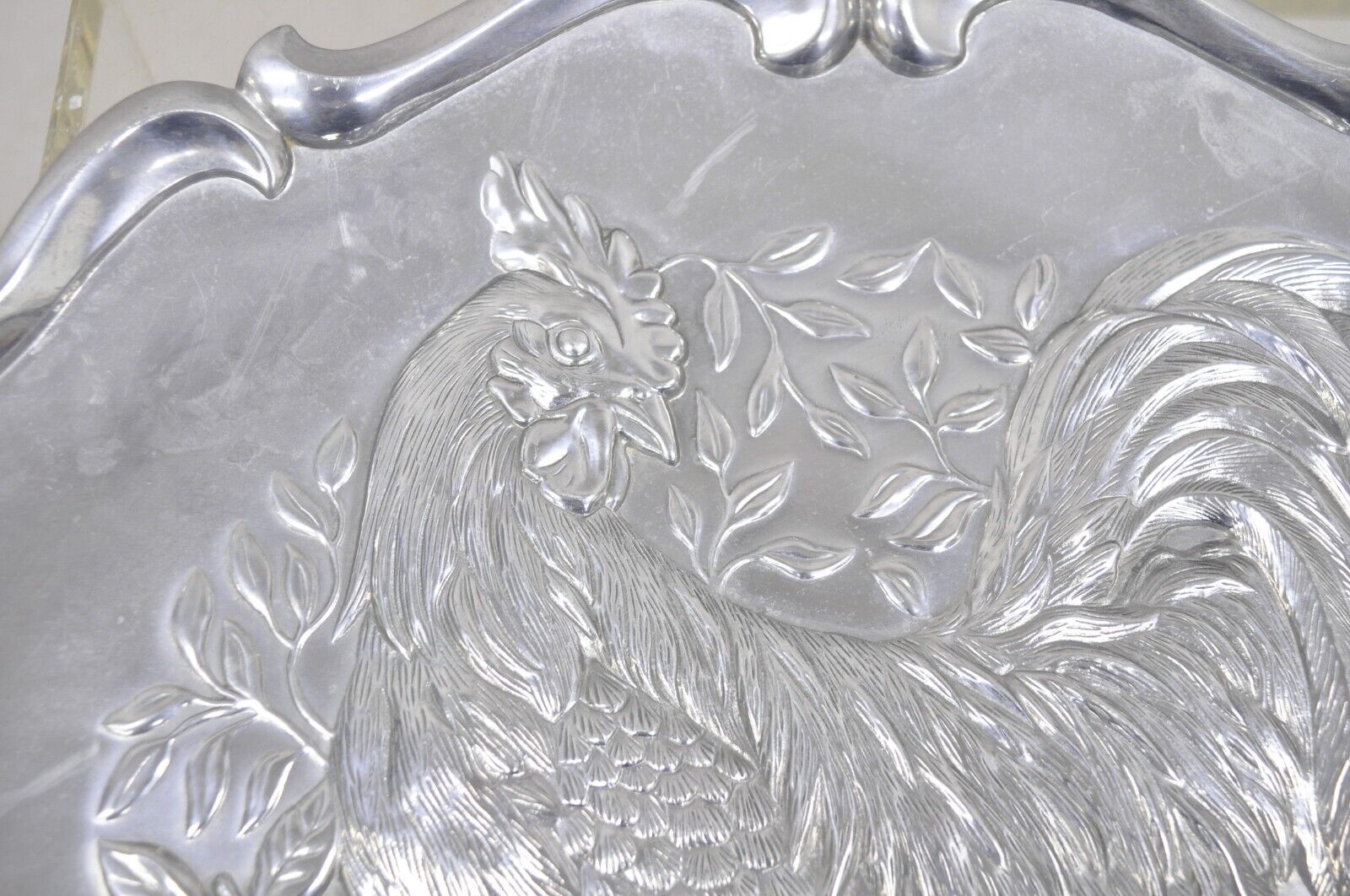 Vintage Lenox Retired Large Rooster Metal Holiday Serving Platter Tray