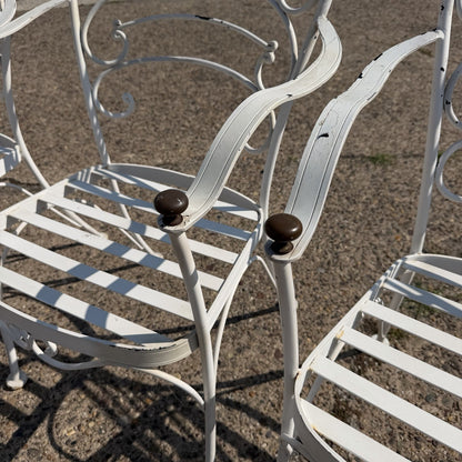 Wrought Iron Scrolling Patio Dining Arm Chairs by Crown Leisure - Set of 4