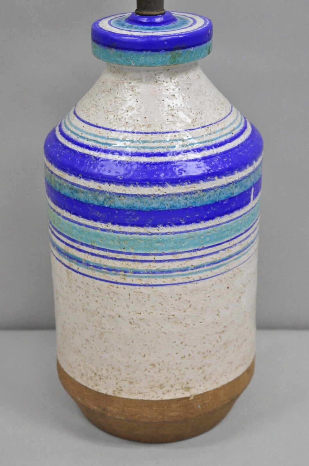 Aldo Londi Bitossi Italian Mid Century Modern Blue Ceramic Glazed Table Lamp