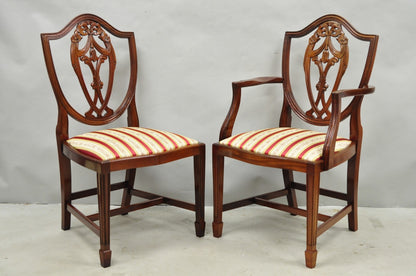 Vintage Sheraton Federal Mahogany Shield Back Dining Room Chairs - Set of 6