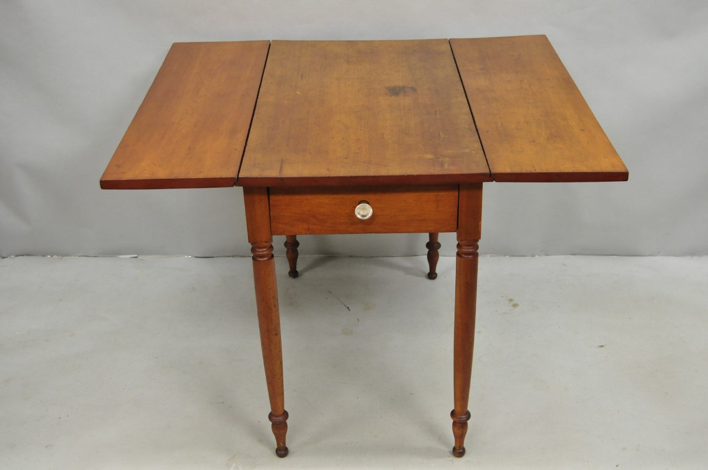 Antique French Country Farmhouse Cherry Wood Drop Leaf Pembroke Dining Table