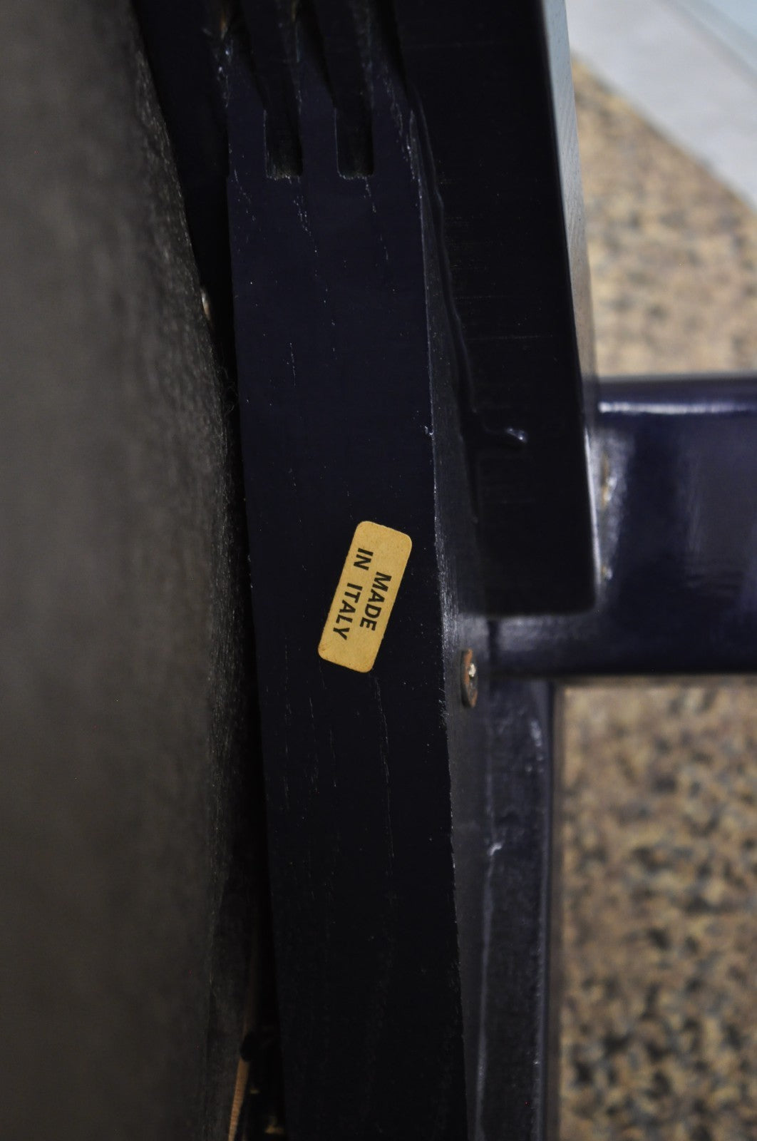 Vintage Italian Hollywood Regency Navy Blue Lacquer Cane Dining Chair - Set of 4