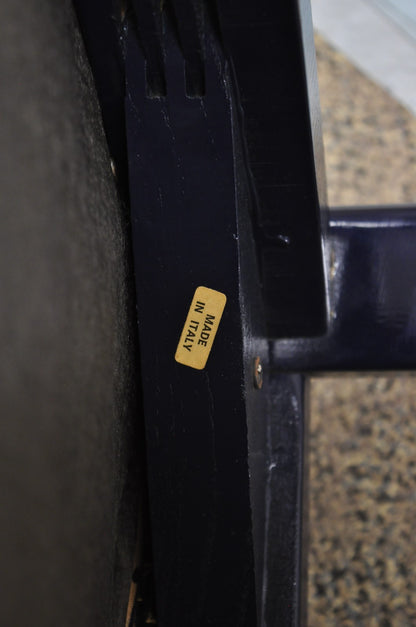 Vintage Italian Hollywood Regency Navy Blue Lacquer Cane Dining Chair - Set of 4