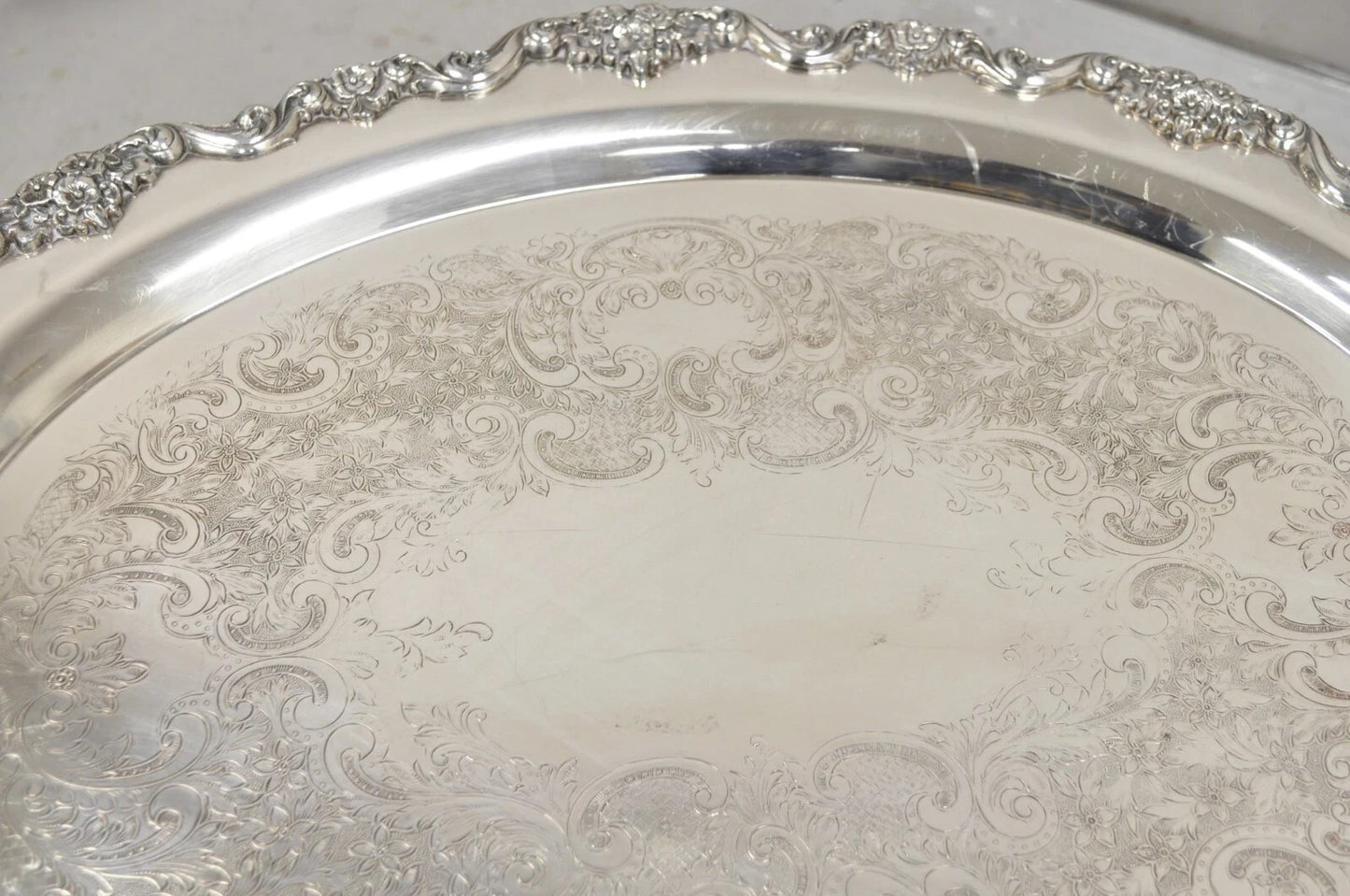 Vintage Poole 400 Lancaster Rose Silver Plated Serving Platter Bar Tray (B)