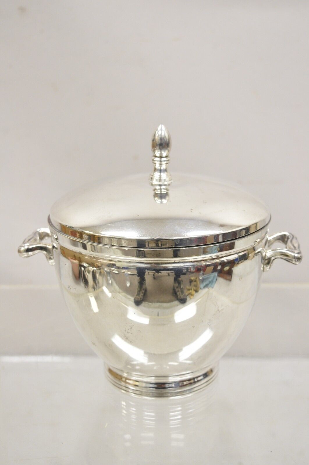 Vtg Knight Silver Smith's Silver on Copper Lidded Ice Bucket w Aluminum Lining