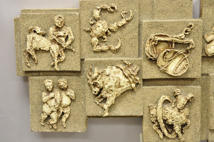 Vintage Finesse Originals 1970s Brutalist Figural Zodiac Wall Sculpture
