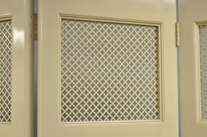 Vintage Lrg Hollywood Regency 92" Tall 6 Panel Bone Lacquer Room Divider Screen