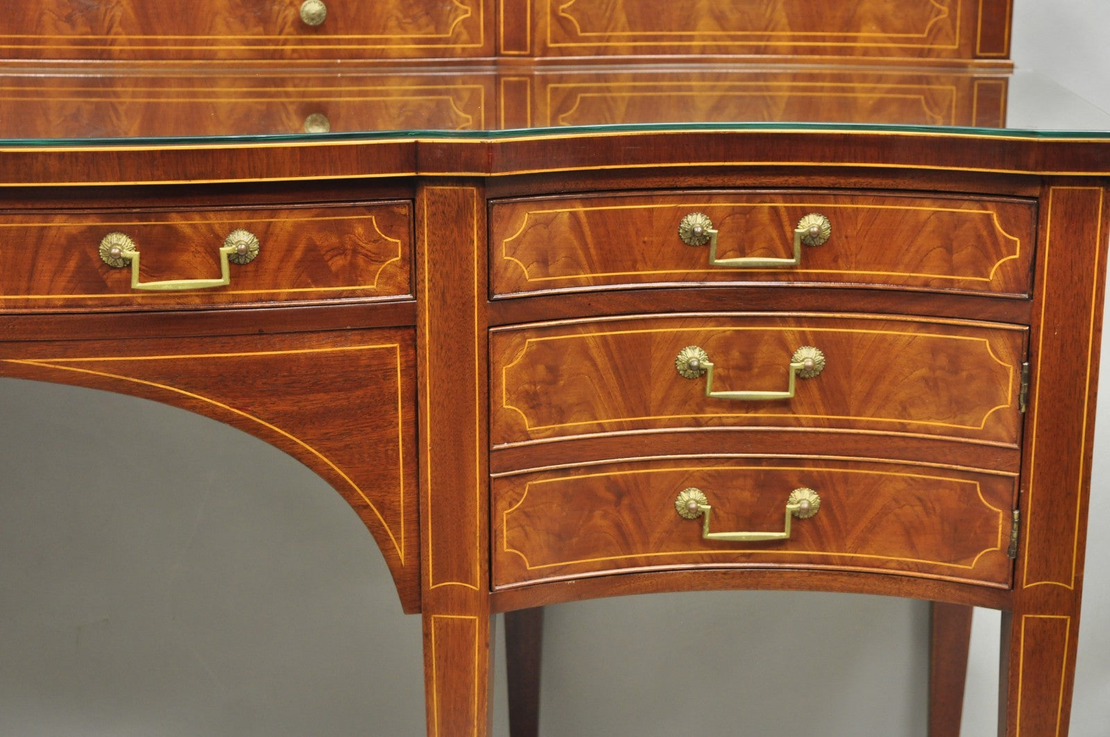 Vintage Hepplewhite Sheraton Mahogany Serpentine Buffet Sideboard attr. Baker