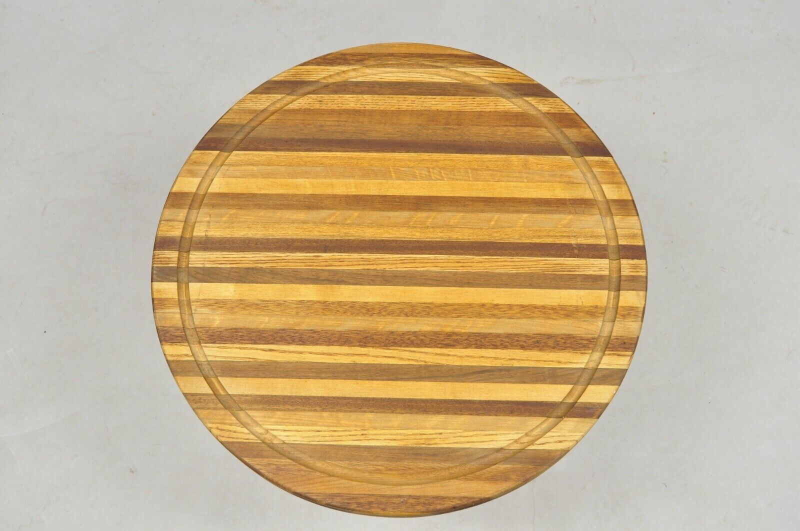 Mid Century Modern Teak & Oak Wood 24" Round Lazy Susan Charcuterie Cheese Board