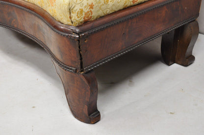 Antique American Empire Cornucopia Carved Mahogany Slipper Bench - a Pair