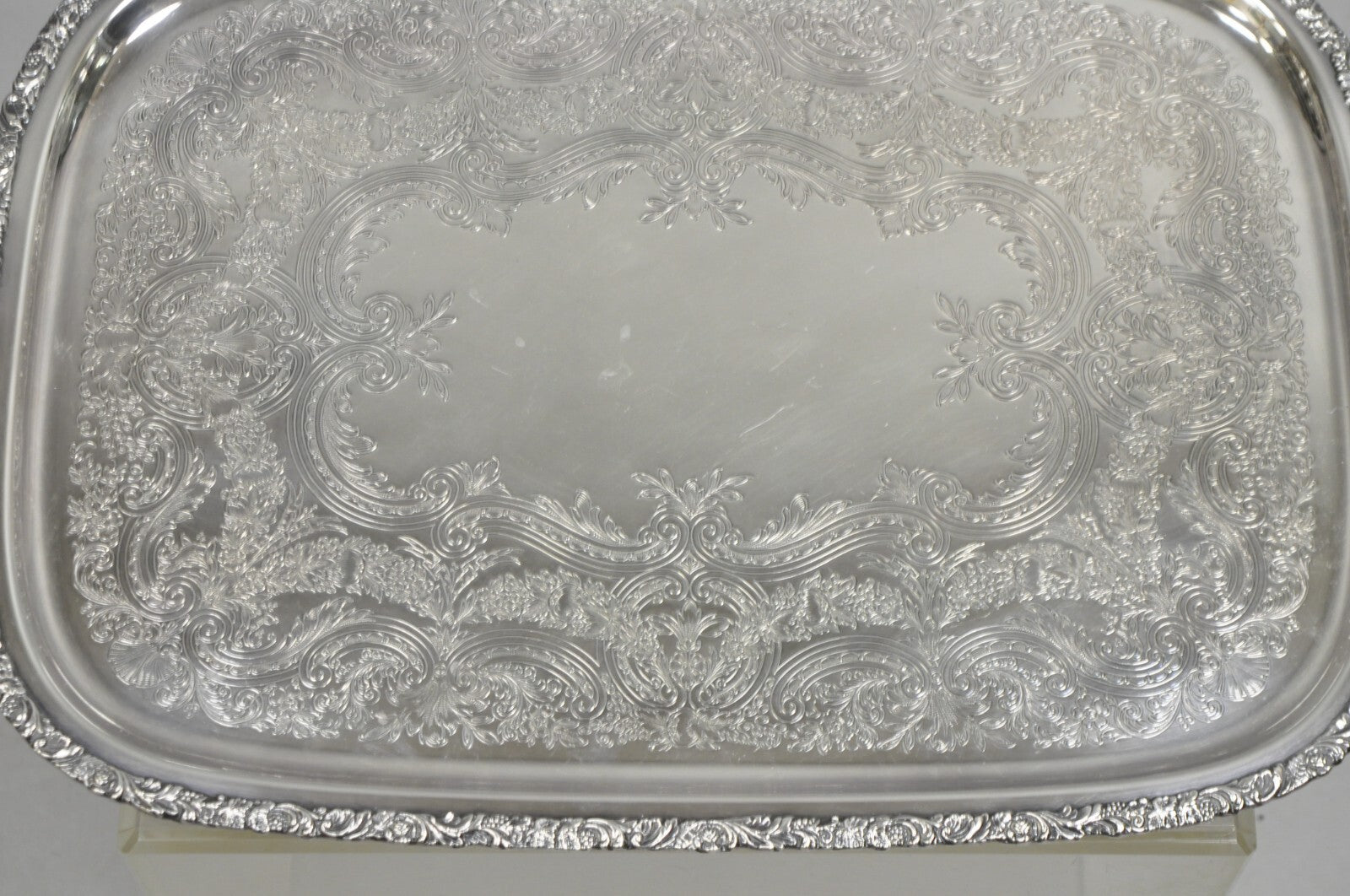 Vintage Victorian International Silver Co Silver Plated Bar Serving Platter Tray
